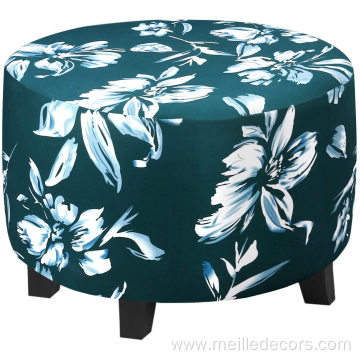 Ottoman Cover Round Pouf Slipcover Floral Printed